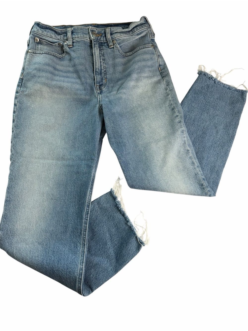 High Rise Classic 90s Straight Leg J. Crew raw hem medium wash Jeans 27